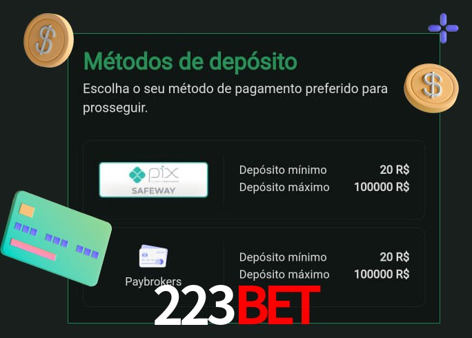 O cassino 223Bet oferece uma grande variedade de métodos de pagamento